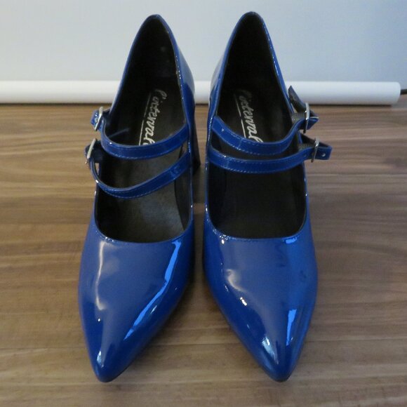 L'INTERVALLE Stefani Blue Patent Leather Block Heel Mary Jane Shoes 38 / 7.5-8 - Picture 8 of 15